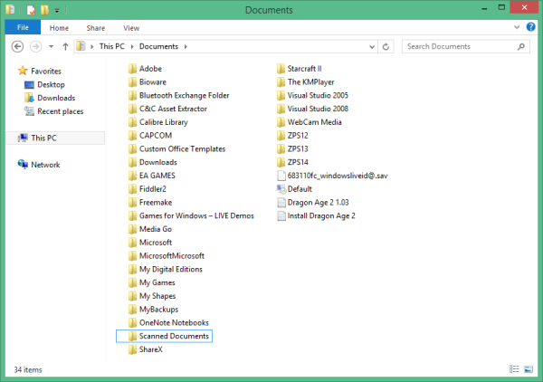 Screenshot of a Documents folder in Windows 8.1.